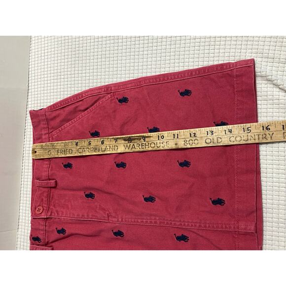 Ralph Lauren Vintage Red Skirt Size 6 Navy Blue Pony Print Pre-owned Made in USA - Picture 4 of 6